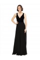 Stretch Velvet and Chiffon Prom Dress with V-Neckline