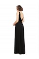 Stretch Velvet and Chiffon Prom Dress with V-Neckline