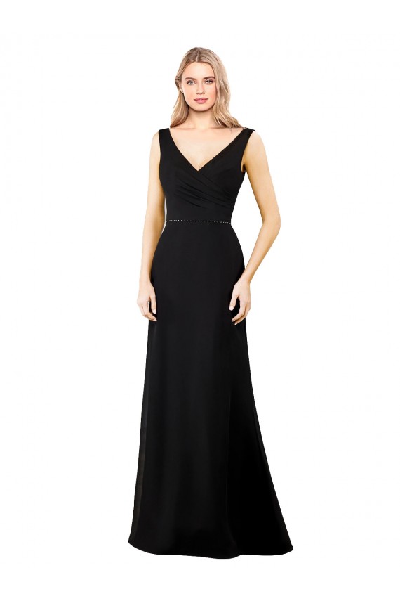 V-Neckline Chiffon Prom Dress with Draped Bodice