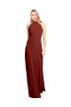 Slim High Neck Halter Fitted Open Back Chiffon Prom Dress