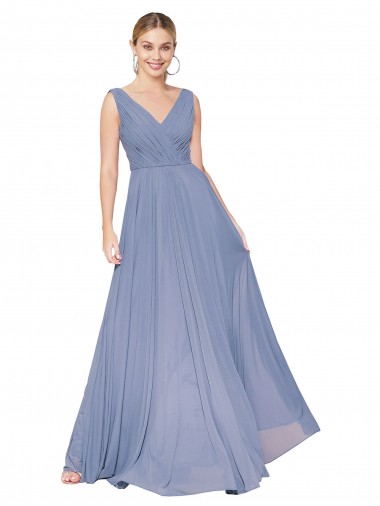 Buy Floor Length High Neck V-Back Chiffon Prom Dress UK