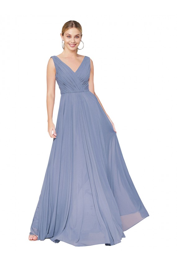 Floor Length High Neck V-Back Chiffon Prom Dress