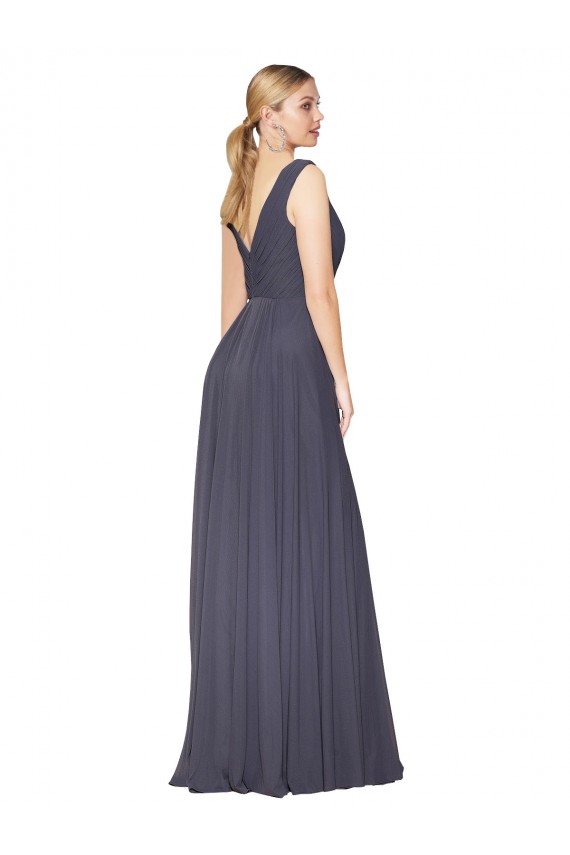 Floor Length High Neck V-Back Chiffon Prom Dress