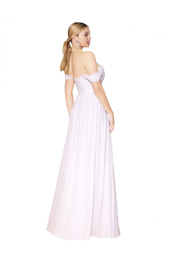 Off the Shoulder Long Full Length Chiffon Prom Dress