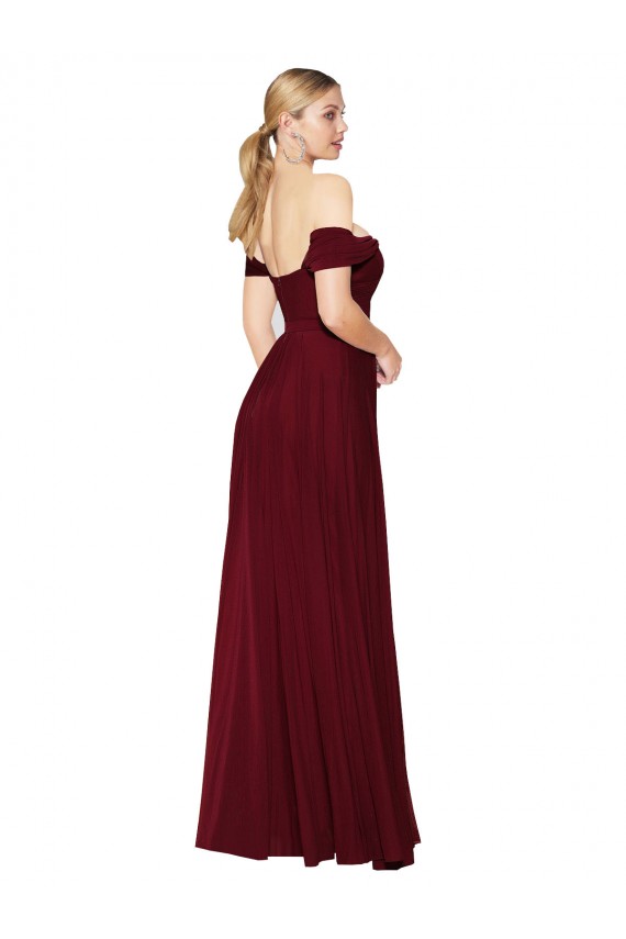 Shirred Sweetheat Neckline Off the Shoulder Long Chiffon Prom Dress