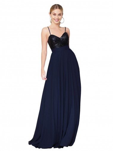 Buy Sweetheart High Neck Sequin Top Long Chiffon Prom Dress UK