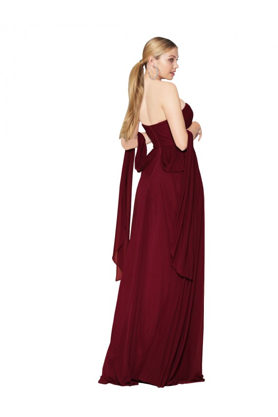 Draped Strapless Long A-Line Chiffon Prom Dress