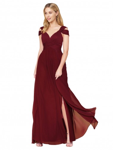 Buy Off the Shoulder Long Chiffon Prom Dress with Side Slit UK