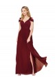 Off the Shoulder Long Chiffon Prom Dress with Side Slit