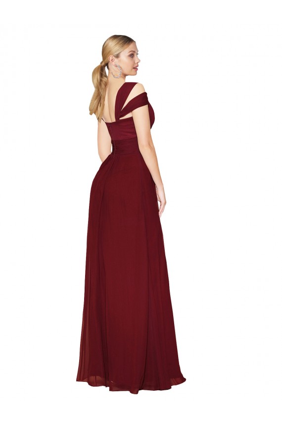 Off the Shoulder Long Chiffon Prom Dress with Side Slit