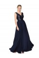 High Neck V-Neck Long Chiffon Prom Dress with Sequin Top