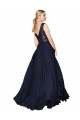 High Neck V-Neck Long Chiffon Prom Dress with Sequin Top