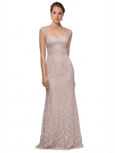 Buy Sweetheart Neckline Cap Sleeves Lace Prom Dress with Twist UK