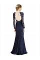 Illusion Long Sleeves Lace Prom Dress with Sheer Keyhole Back