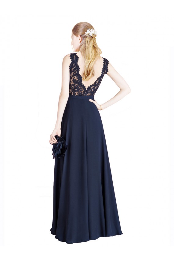 Bateaux Neckline A-Line Lace Prom Dress with Top Nude Layer