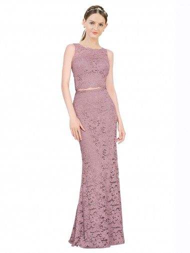 Buy Sleeveless Crop Top High Neck Mermaid Lace Prom Dress UK