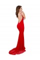 High Neck Long Lace Prom Dress with Open Back Straps