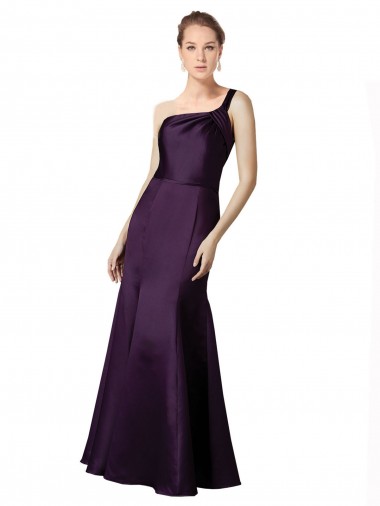 Buy Long Ruched Neckline One Shoulder Satin Prom Dress UK