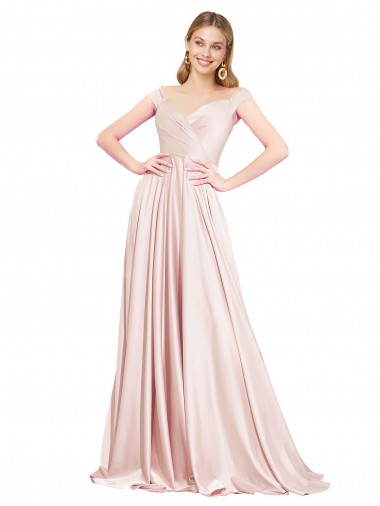 Buy A-Line Off the Shoulder Sweetheart Satin Prom Dress UK