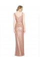 Draped V-Neck Striking Sheath Floor Length Sequin Prom Dress