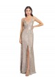 V-Neck Fully Sequin Prom Dress with V-Back and Front Slit