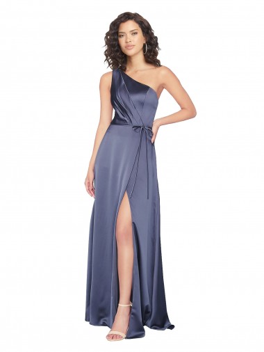 Buy Draped Silky Satin Prom Dress with Tied Waist UK