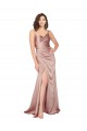 Floor Length Silky Satin Prom Dress with Front Skirt Slit