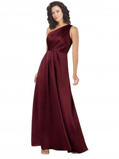 Buy One Shoulder Silky Satin Prom Dress with Subtle Pleats UK