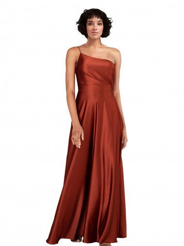 Buy Sophisticated One Shoulder Silky Satin Prom Dress with Full Skirt UK