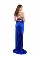 Open Back Cowl Neck Long Silky Satin Prom Dress