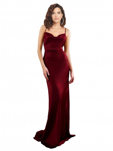 Buy Cowl Neck Long Criss Cross Open Back Silky Satin Prom Dress UK