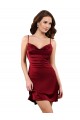 Midi Length Cowl Neck Silky Satin Short Cocktail Prom Dress / Homecoming Dress