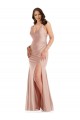 Deep V-Neck Silky Satin Mermaid Prom Dress with Side Slit