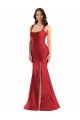 Square Neck Silky Satin Mermaid Prom Dress with Side Slit