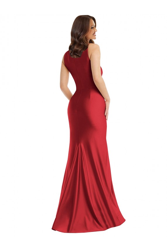 Square Neck Silky Satin Mermaid Prom Dress with Side Slit