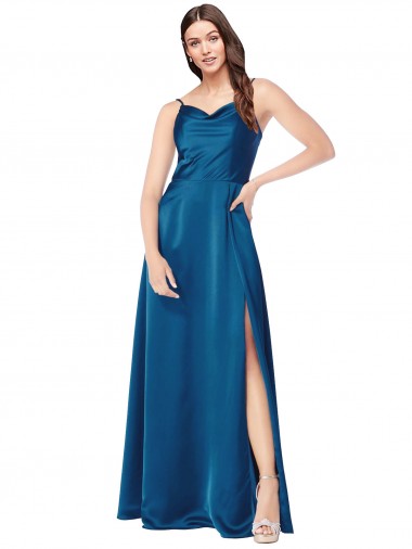 Buy Cowl Neck Salky Satin Prom Dress UK