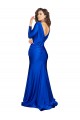 Deep V-Neck Long Sleeves Silky Satin Prom Dress