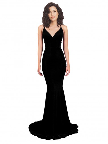 Buy Fishtail Shaped V-Neck Open Back Spandex Prom Dress UK