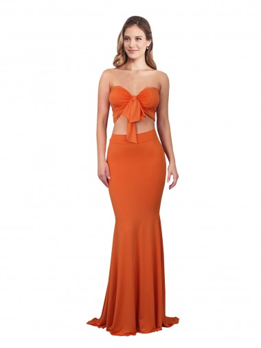 Buy Strapless Bandeau Bodice Long Spandex Prom Dress UK