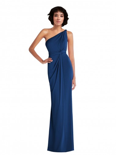 Buy Grecian Inspired One Shoulder Twist Draped Maxi Spandex Prom Dress UK