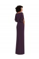 Faux Wrap Split Sleeves Maxi Spandex Prom Dress with Cascade Skirt