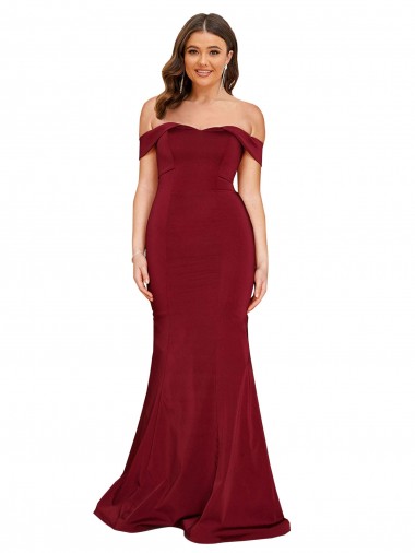 Buy Off Shoulder Sleeves Sweetheart Neckline Long Spandex Prom Dress UK