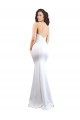 Fishtail Shape Spaghetti Straps Open Back Crepe Prom Dress with Ruffles