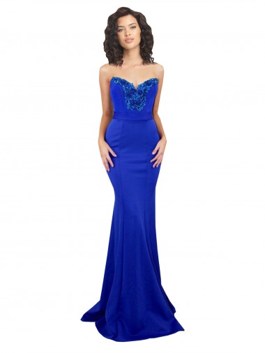 Buy Sweetheart Flower Neckline High Neck Crepe Prom Dress UK