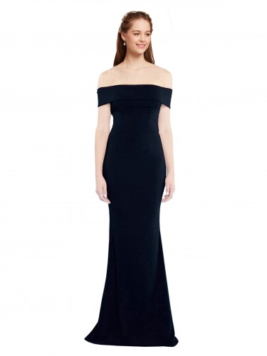 Buy Off the Shoulder Fitted Crepe Prom Dress with Back Cut Out UK