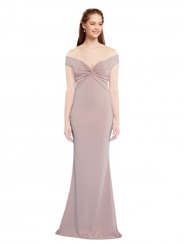 Buy Knotted Off the Shoulder Crepe Prom Dress with Cut-Out Back UK