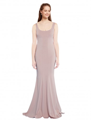 Buy Sleeveless Scoop Neck Fully Lined Crepe Prom Dress UK