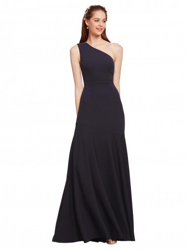 Buy Fit and Flare Crepe Prom Dress with One Shoulder UK