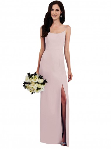 Buy Spaghetti Strap V Back Crepe Prom Dress with Front Slit UK