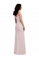 Spaghetti Strap V Back Crepe Prom Dress with Front Slit